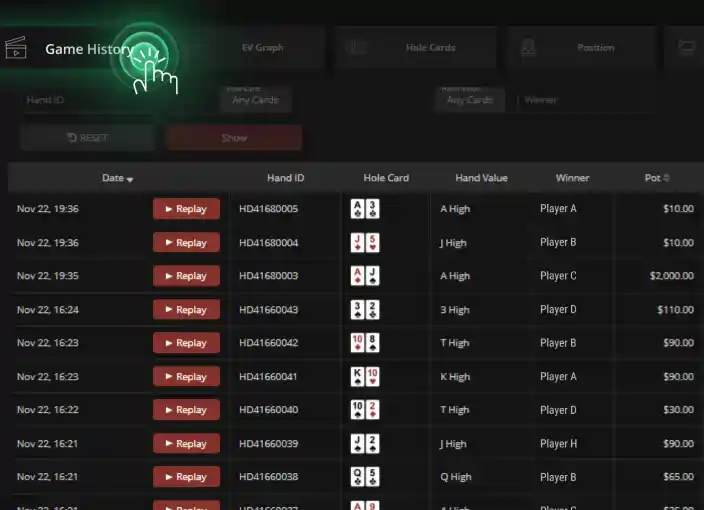 GGPoker Game History手牌历史