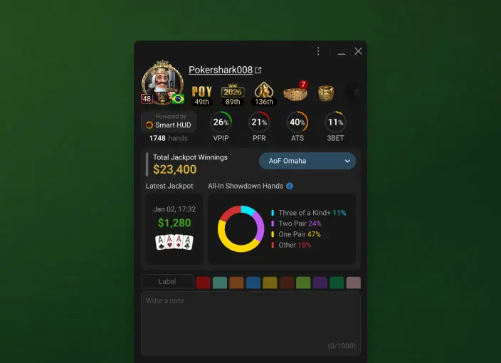 GGPoker Smart HUD数据面板